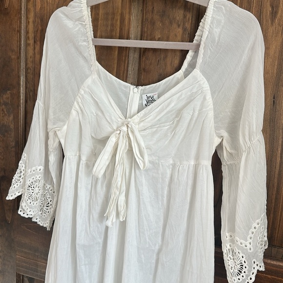 Ivy Jane white cotton silk eyelet crochet dress small - Picture 3 of 7